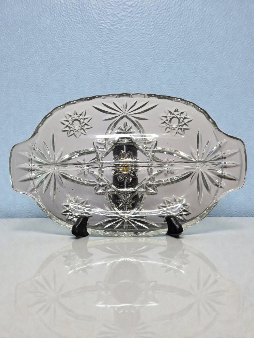 Vintage Anchor Hocking Clear Glass Divided Relish Dish